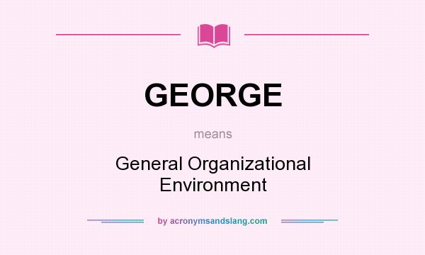 What does GEORGE mean? It stands for General Organizational Environment