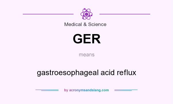 What does GER mean? It stands for gastroesophageal acid reflux