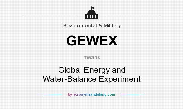 What does GEWEX mean? It stands for Global Energy and Water-Balance Experiment