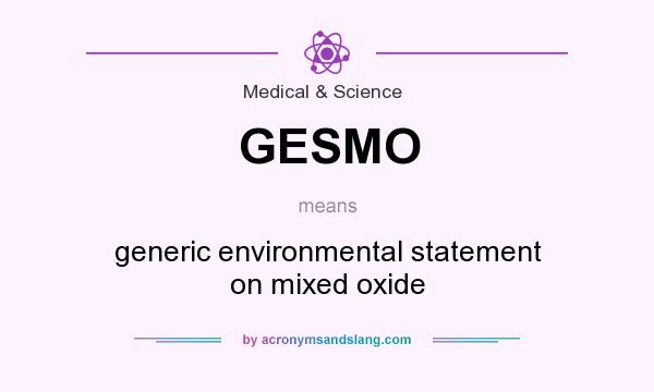 What does GESMO mean? It stands for generic environmental statement on mixed oxide