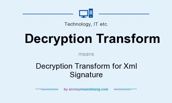 What does Decryption Transform mean? It stands for Decryption Transform for Xml Signature