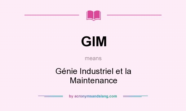 What does GIM mean? It stands for Génie Industriel et la Maintenance