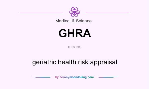 What does GHRA mean? It stands for geriatric health risk appraisal