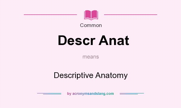 What does Descr Anat mean? It stands for Descriptive Anatomy