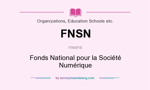 What does FNSN mean? It stands for Fonds National pour la Société Numérique