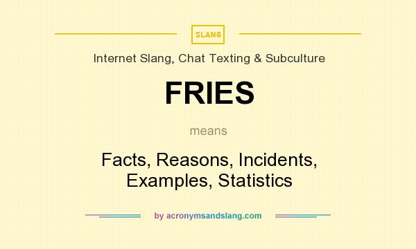 What does FRIES mean? It stands for Facts, Reasons, Incidents, Examples, Statistics