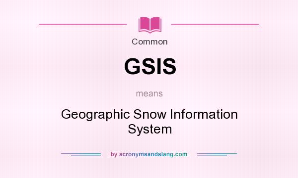 What does GSIS mean? It stands for Geographic Snow Information System