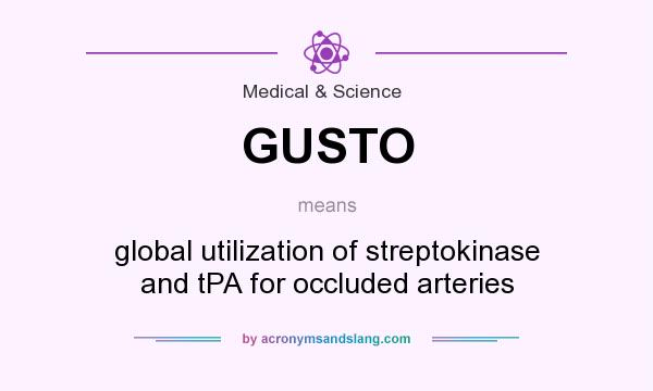 What does GUSTO mean? It stands for global utilization of streptokinase and tPA for occluded arteries