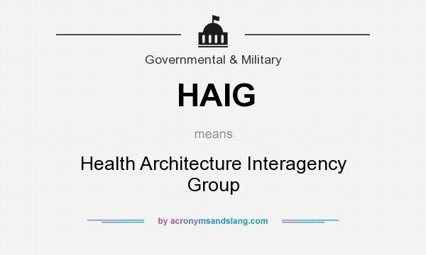 What does HAIG mean? It stands for Health Architecture Interagency Group