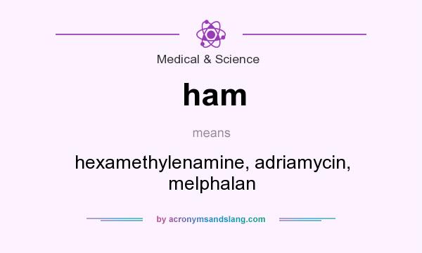 What does ham mean? It stands for hexamethylenamine, adriamycin, melphalan