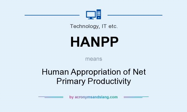 What does HANPP mean? It stands for Human Appropriation of Net Primary Productivity