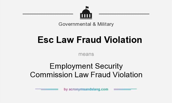 What does Esc Law Fraud Violation mean? It stands for Employment Security Commission Law Fraud Violation