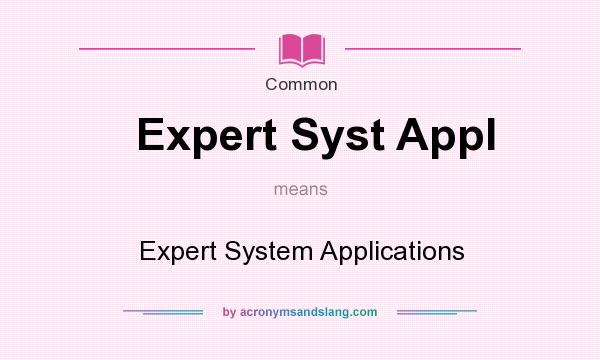 What does Expert Syst Appl mean? It stands for Expert System Applications