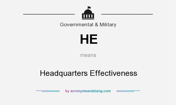 What does HE mean? It stands for Headquarters Effectiveness