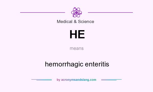 What does HE mean? It stands for hemorrhagic enteritis