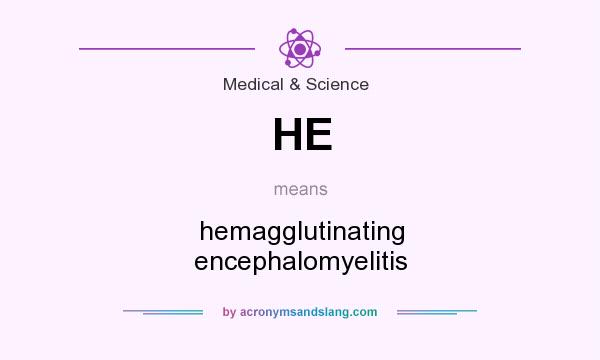 What does HE mean? It stands for hemagglutinating encephalomyelitis