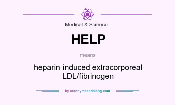 What does HELP mean? It stands for heparin-induced extracorporeal LDL/fibrinogen