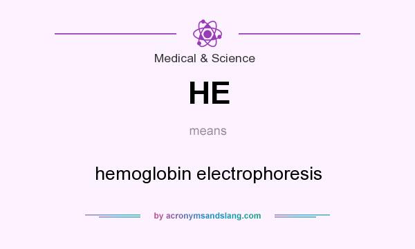What does HE mean? It stands for hemoglobin electrophoresis