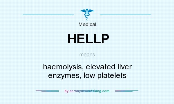 What does HELLP mean? It stands for haemolysis, elevated liver enzymes, low platelets