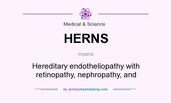 What does HERNS mean? It stands for Hereditary endotheliopathy with retinopathy, nephropathy, and