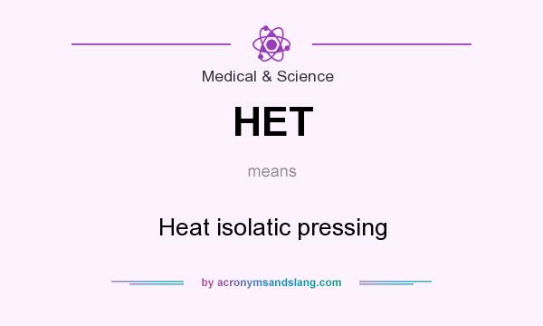 What does HET mean? It stands for Heat isolatic pressing
