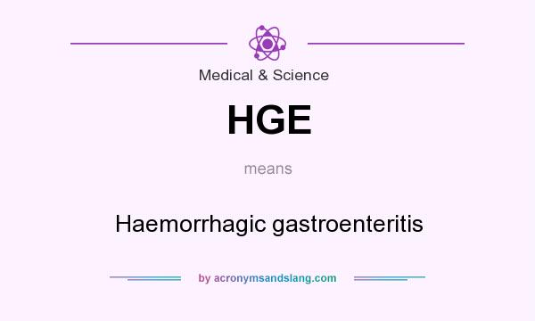 What does HGE mean? It stands for Haemorrhagic gastroenteritis