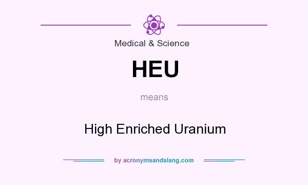 What does HEU mean? It stands for High Enriched Uranium