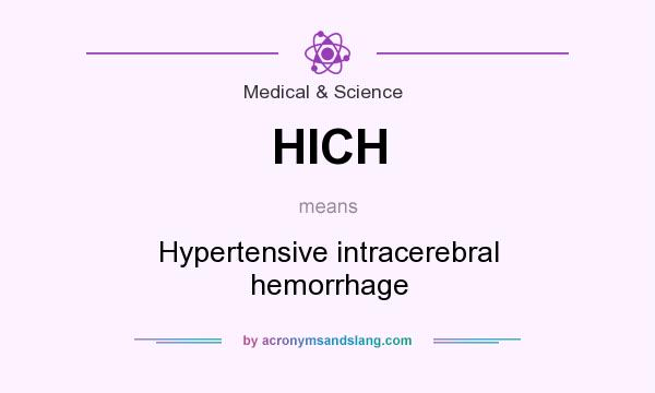 What does HICH mean? It stands for Hypertensive intracerebral hemorrhage