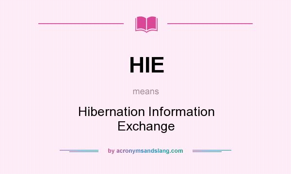 What does HIE mean? It stands for Hibernation Information Exchange