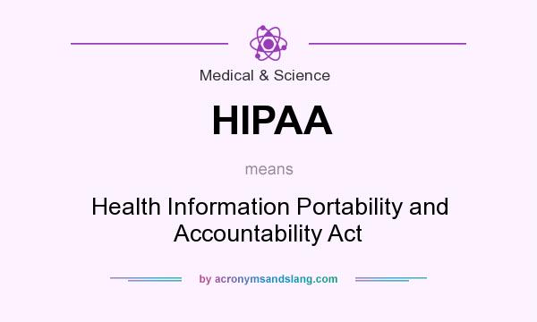 What does HIPAA mean? It stands for Health Information Portability and Accountability Act