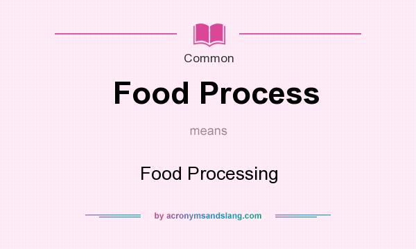 What does Food Process mean? It stands for Food Processing