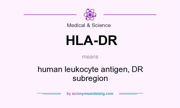 What does HLA-DR mean? It stands for human leukocyte antigen, DR subregion