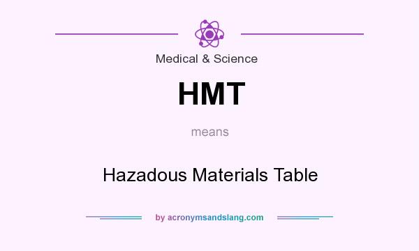 What does HMT mean? It stands for Hazadous Materials Table