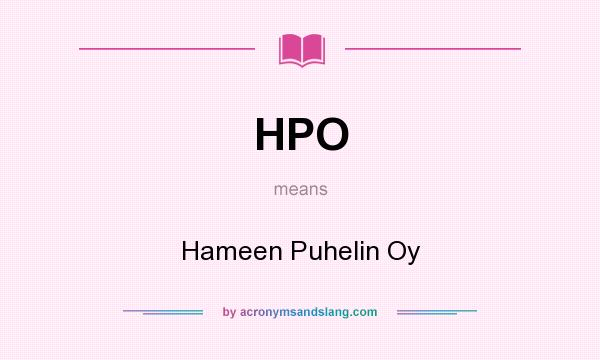 What does HPO mean? It stands for Hameen Puhelin Oy
