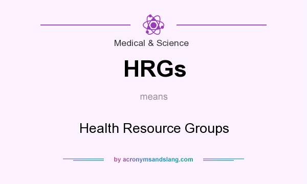 What does HRGs mean? It stands for Health Resource Groups
