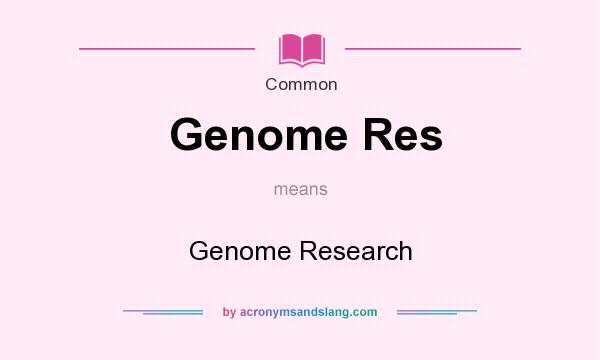 What does Genome Res mean? It stands for Genome Research