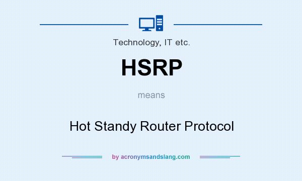 What does HSRP mean? It stands for Hot Standy Router Protocol