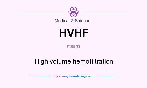 What does HVHF mean? It stands for High volume hemofiltration