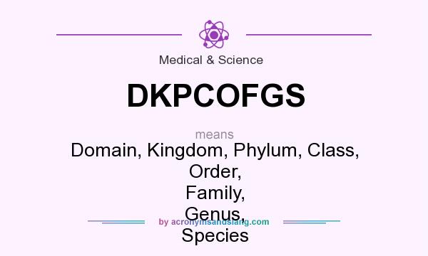 What does DKPCOFGS mean? It stands for Domain, Kingdom, Phylum, Class, Order, Family, Genus, Species