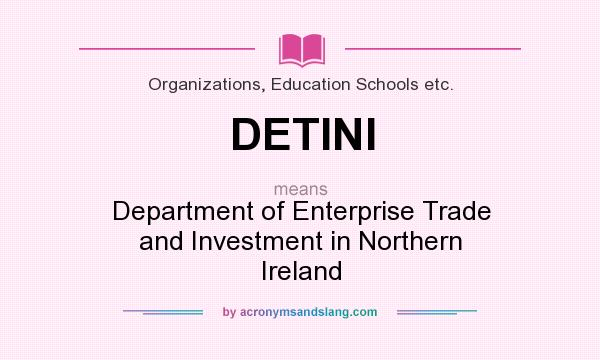 What does DETINI mean? It stands for Department of Enterprise Trade and Investment in Northern Ireland