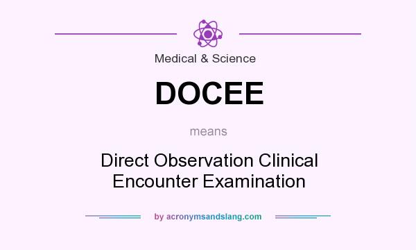 What does DOCEE mean? It stands for Direct Observation Clinical Encounter Examination