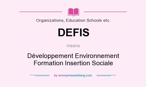 What does DEFIS mean? It stands for Développement Environnement Formation Insertion Sociale