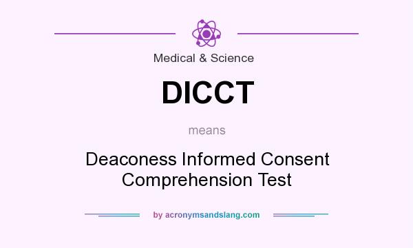 What does DICCT mean? It stands for Deaconess Informed Consent Comprehension Test