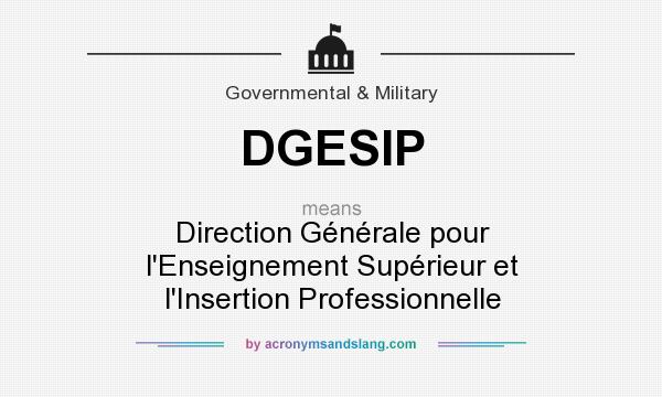 What does DGESIP mean? It stands for Direction Générale pour l`Enseignement Supérieur et l`Insertion Professionnelle