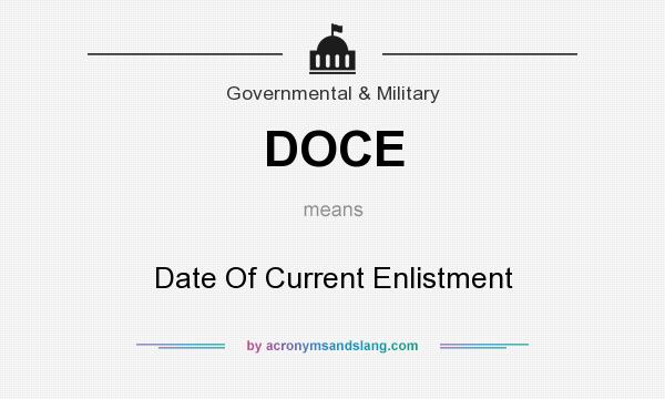 What does DOCE mean? It stands for Date Of Current Enlistment