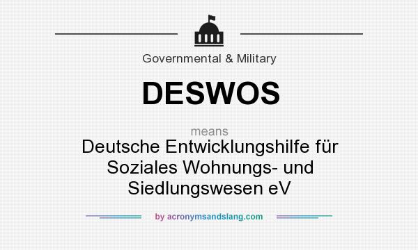 What does DESWOS mean? It stands for Deutsche Entwicklungshilfe für Soziales Wohnungs- und Siedlungswesen eV