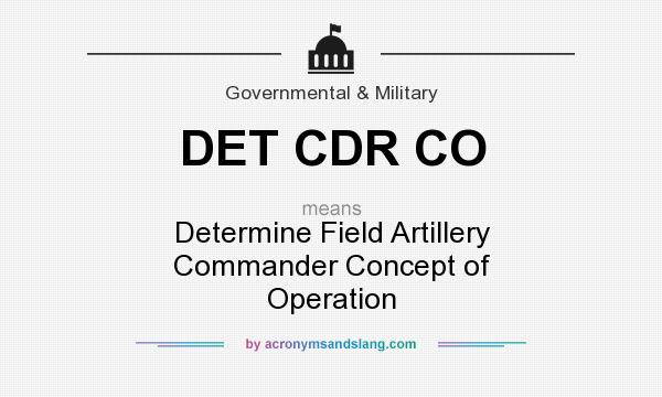 What does DET CDR CO mean? It stands for Determine Field Artillery Commander Concept of Operation
