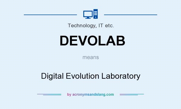 What does DEVOLAB mean? It stands for Digital Evolution Laboratory