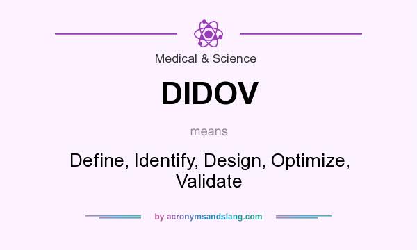 What does DIDOV mean? It stands for Define, Identify, Design, Optimize, Validate
