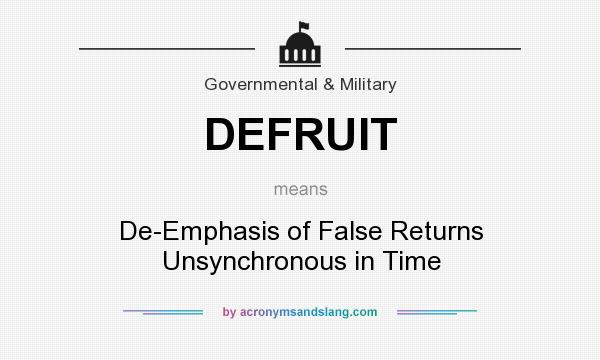 What does DEFRUIT mean? It stands for De-Emphasis of False Returns Unsynchronous in Time